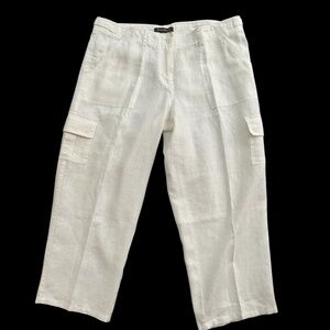 Tommy Bahama Cropped Cargo Linen White Pants Women's 12 Beach Coastal Summer